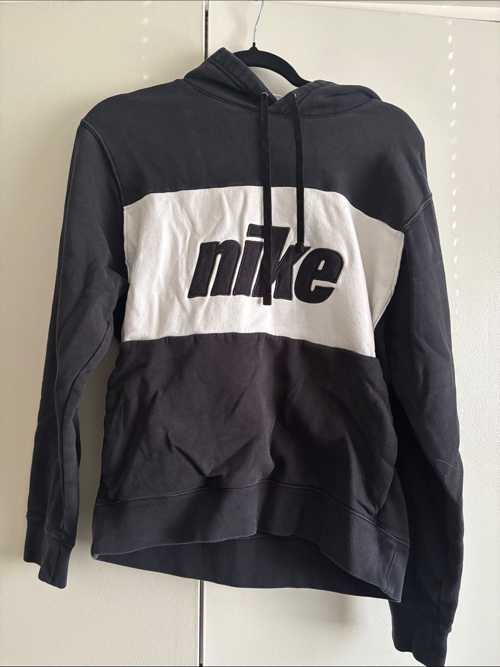 Nike Black and White Crewneck Hoodie with Bold Logo